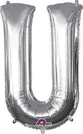 Silver Letter "U" Shaped Mylar Super Balloon 34 Inch